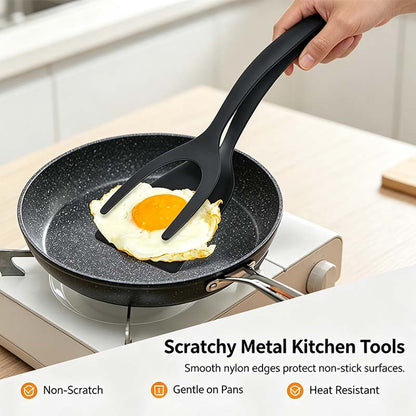 Grip & Flip Spatula Tongs - Sturdy, Durable Non-Stick Egg Flipper & Food Turner🥢