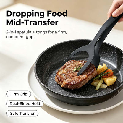 Grip & Flip Spatula Tongs - Sturdy, Durable Non-Stick Egg Flipper & Food Turner🥢