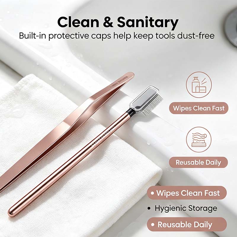 The Big Reveal Lash & Brow Touch Up Tool Set | Precision Stainless Steel Tweezers & Dual-Ended Lash Comb👁️ ✨