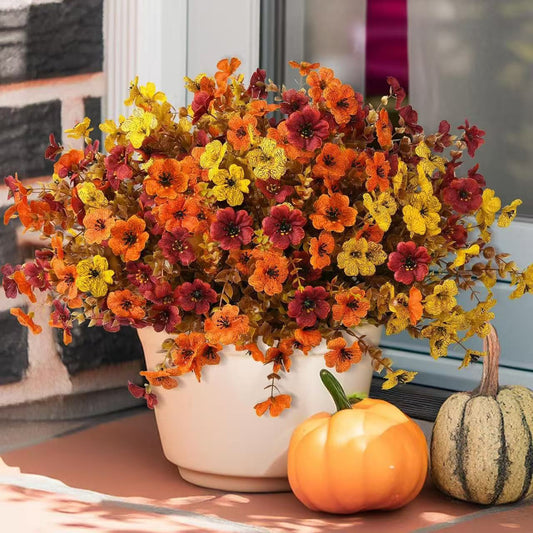 Fall Artificial Flower Halloween 12pcs, UV Resistant Colorful Fake Flower🌼