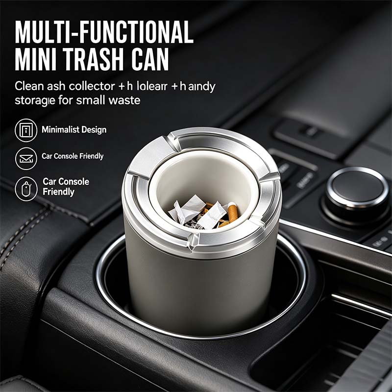 Rotating Sealed Lid Car Ashtray Odor Resistant Auto Cigarette Ashtray Fits Vehicle Cup Holder🌸