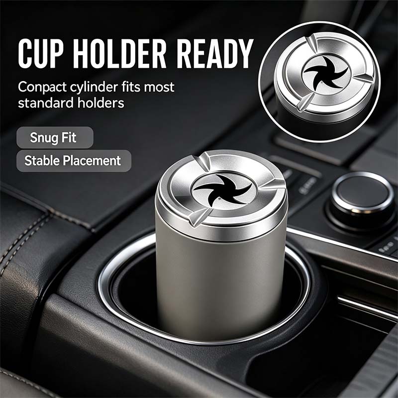Rotating Sealed Lid Car Ashtray Odor Resistant Auto Cigarette Ashtray Fits Vehicle Cup Holder🌸