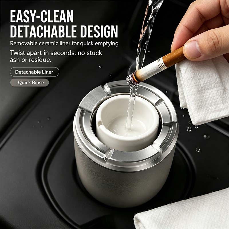 Rotating Sealed Lid Car Ashtray Odor Resistant Auto Cigarette Ashtray Fits Vehicle Cup Holder🌸