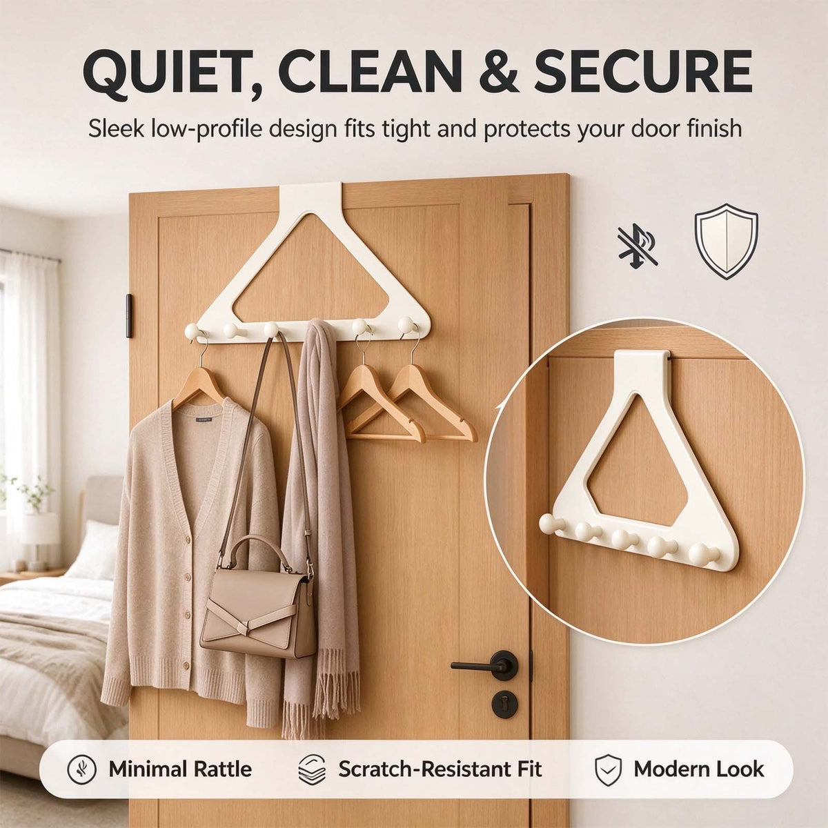 2 Pcs Over-the-Door Triangle Hanging Organizer - No-Drill Slide Installation🚪