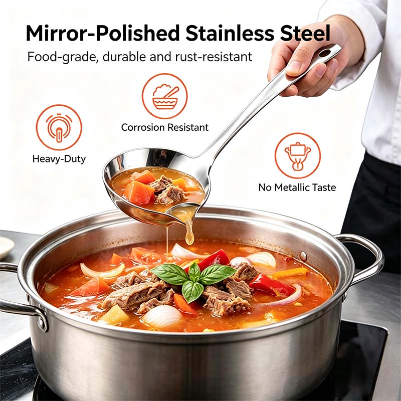 Stainless Steel Oil Separator Ladle - Mirror Polished, Ergonomic Handle Kitchen Gadget 🥣