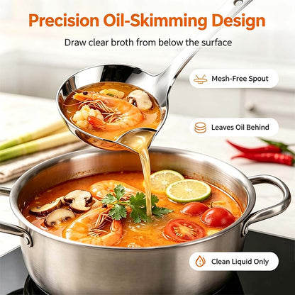 Stainless Steel Oil Separator Ladle - Mirror Polished, Ergonomic Handle Kitchen Gadget 🥣