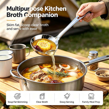 Stainless Steel Oil Separator Ladle - Mirror Polished, Ergonomic Handle Kitchen Gadget 🥣