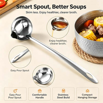 Stainless Steel Oil Separator Ladle - Mirror Polished, Ergonomic Handle Kitchen Gadget 🥣