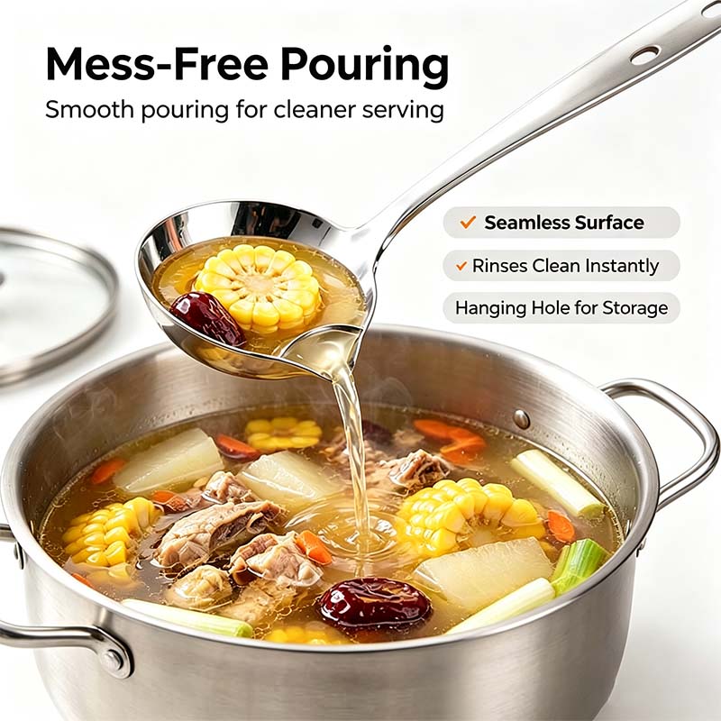 Stainless Steel Oil Separator Ladle - Mirror Polished, Ergonomic Handle Kitchen Gadget 🥣