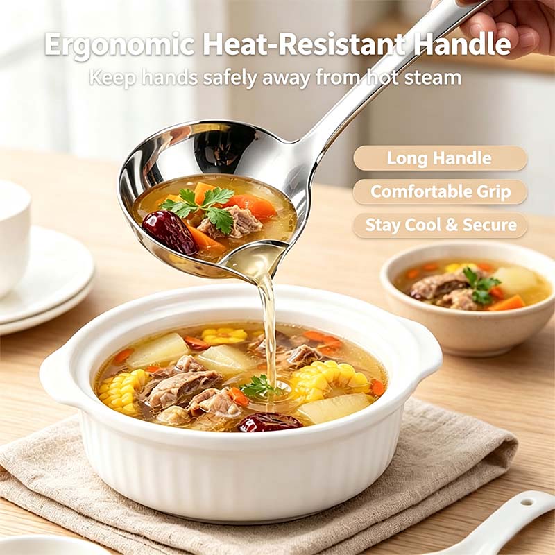 Stainless Steel Oil Separator Ladle - Mirror Polished, Ergonomic Handle Kitchen Gadget 🥣