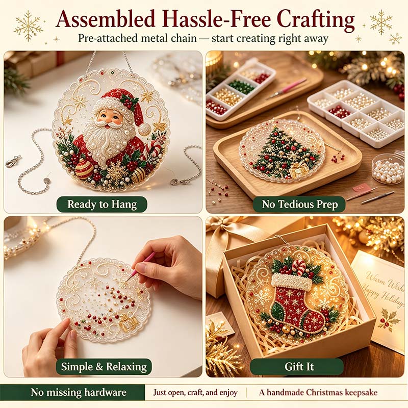 Christmas Pearl Diamond Painting Suncatcher Craft Kit (8in), DIY Crafting Set🎄