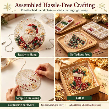 Christmas Pearl Diamond Painting Suncatcher Craft Kit (8in), DIY Crafting Set🎄
