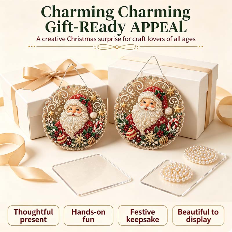 Christmas Pearl Diamond Painting Suncatcher Craft Kit (8in), DIY Crafting Set🎄