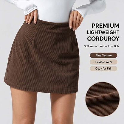 High Waisted Invisible Zipper 2-in-1 Mini A-line Corduroy Casual Skirt 👗