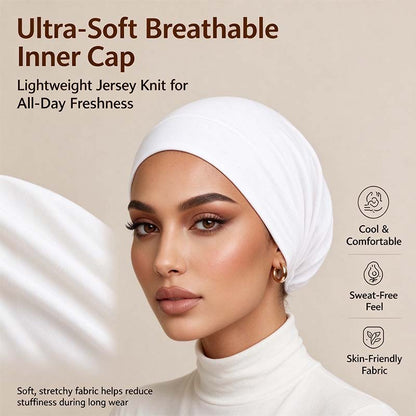 3-Pack Women's Solid Jersey Hijab Flat Top Cap, Lightweight Breathable Muslim Inner Headscarf 🧕✨