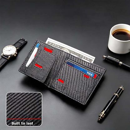 Men's RFID Minimalist Bifold Wallet - 1 ID Window, Pop-Up Card Holder, Money Clip💳