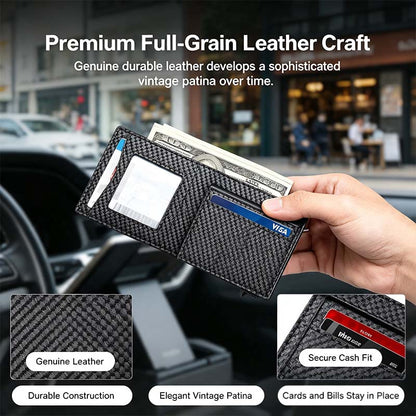 Men's RFID Minimalist Bifold Wallet - 1 ID Window, Pop-Up Card Holder, Money Clip💳