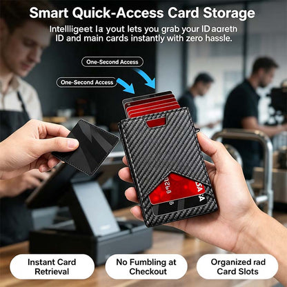 Men's RFID Minimalist Bifold Wallet - 1 ID Window, Pop-Up Card Holder, Money Clip💳