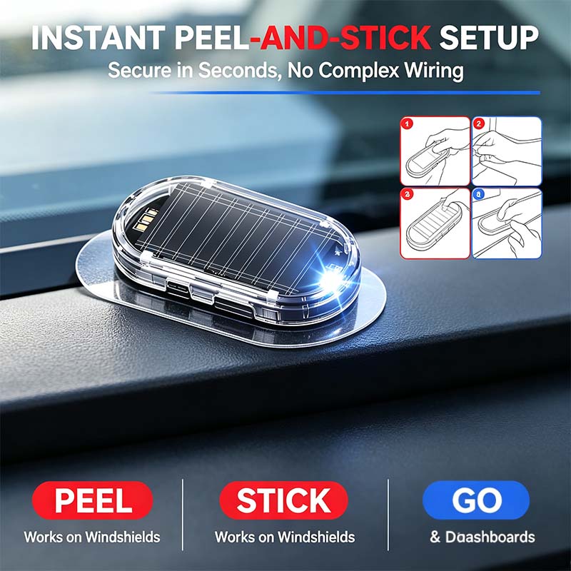2PCS Solar Powered Fake Car Alarm Light, Auto Light Sensor LED Simulated Security Warning Light🚨