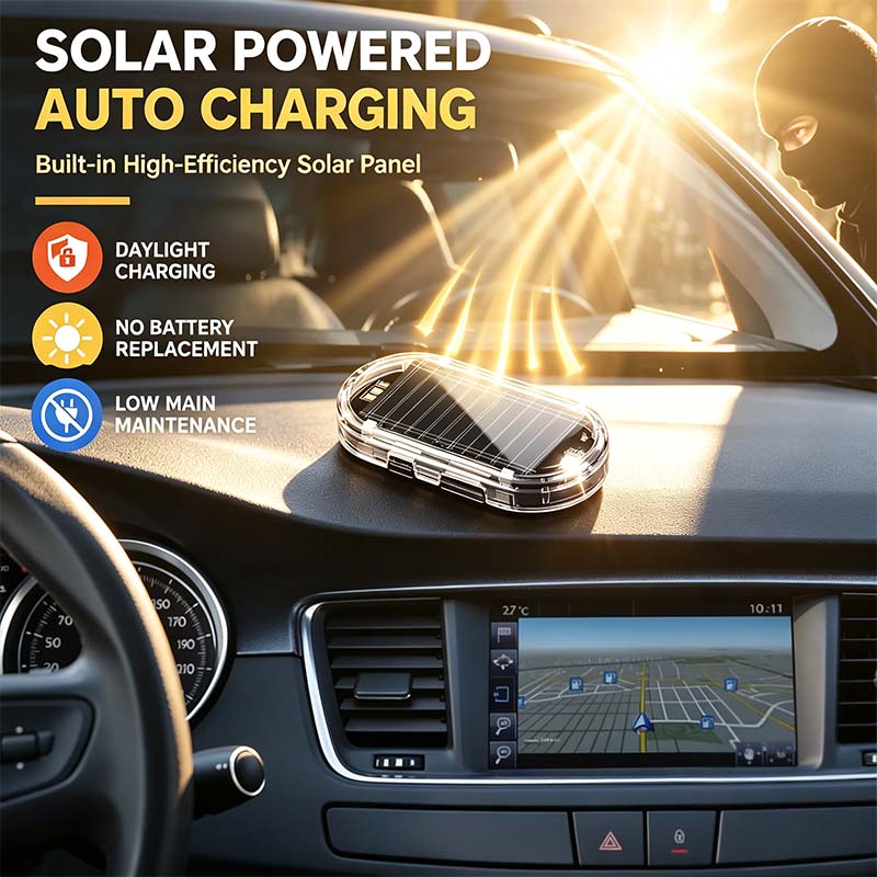 Solar powered automatic charging car warning light
