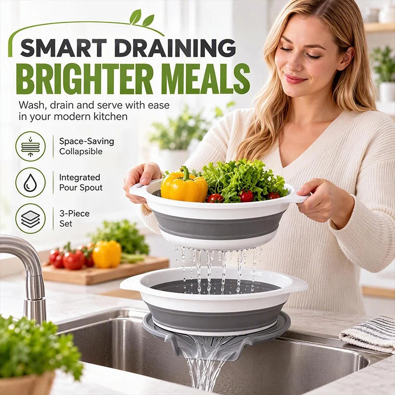 Colanders 3-Pack Sturdy Kitchen Strainer Set🥗