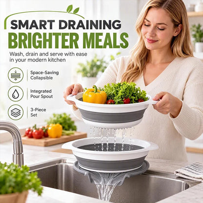 Colanders 3-Pack Sturdy Kitchen Strainer Set🥗