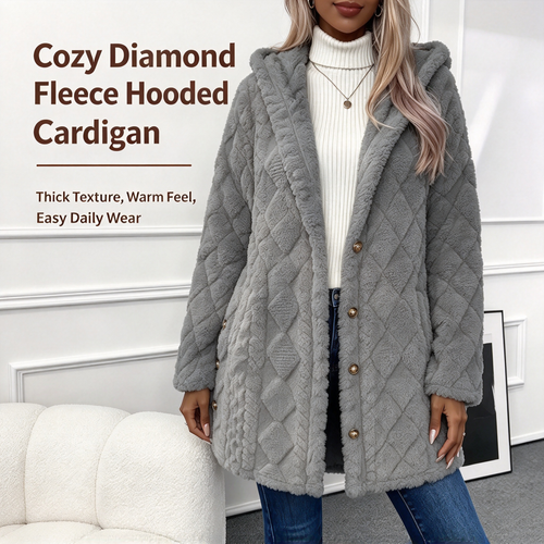 Women's Hooded Double-Sided Fleece Cardigan Long Sleeve Casual Warm Outerwear 🧥