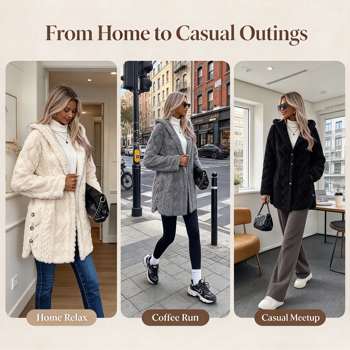 Women's Hooded Double-Sided Fleece Cardigan Long Sleeve Casual Warm Outerwear 🧥