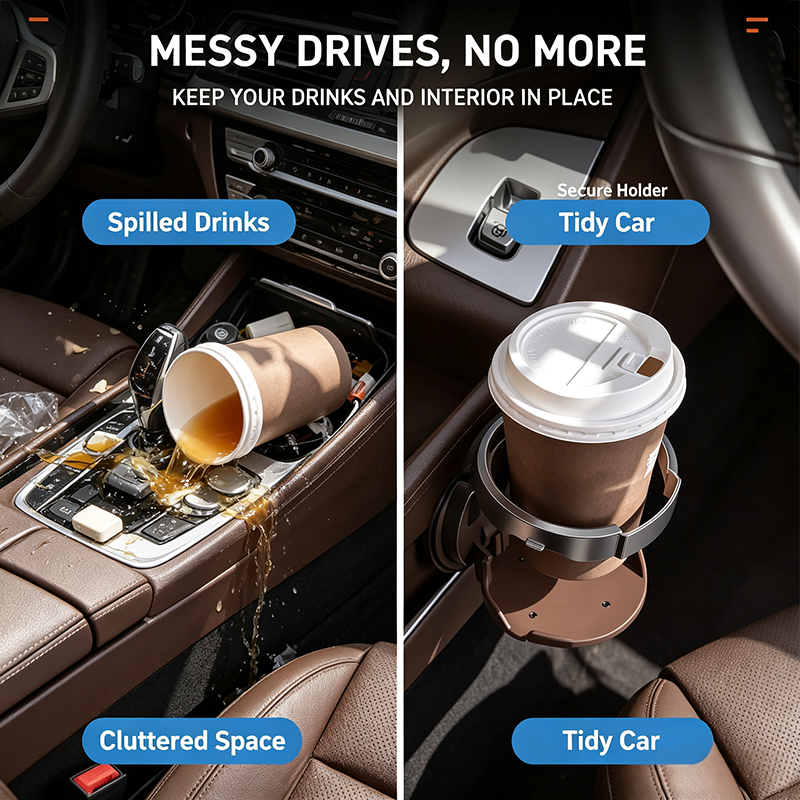 Universal Foldable Car Cup Holder with Hook, Space-Saving Vehicle Drink Holder for Bottles 🚗