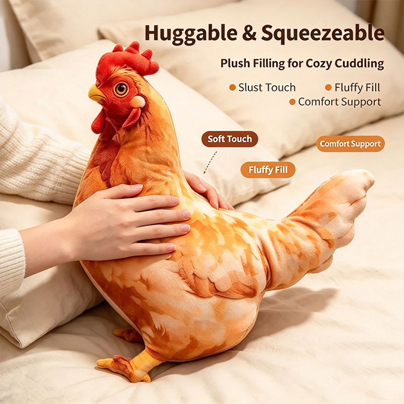 Chicken-Shaped Plush Pillow - Cute Hen Stuffed Animal, Realistic Look Home Decorative Cushion 🐔