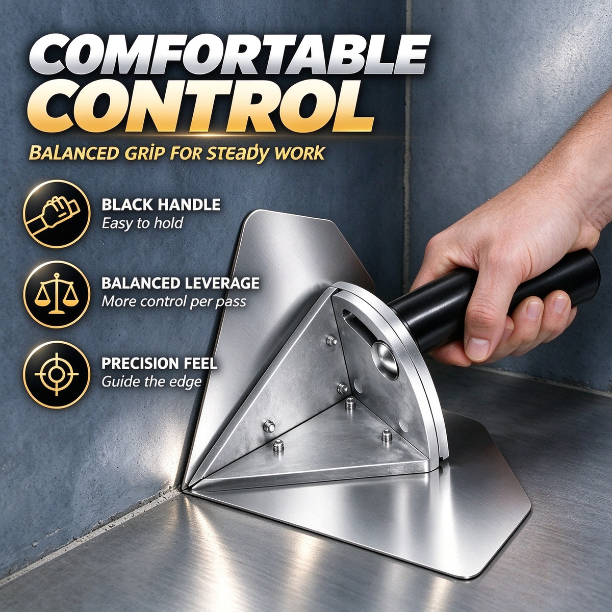 Stainless Interior Corner Finishing Trowel Stainless Steel, Silver Shaped Finishing Tool 🛠️