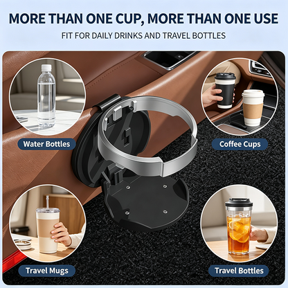 Universal Foldable Car Cup Holder with Hook, Space-Saving Vehicle Drink Holder for Bottles 🚗