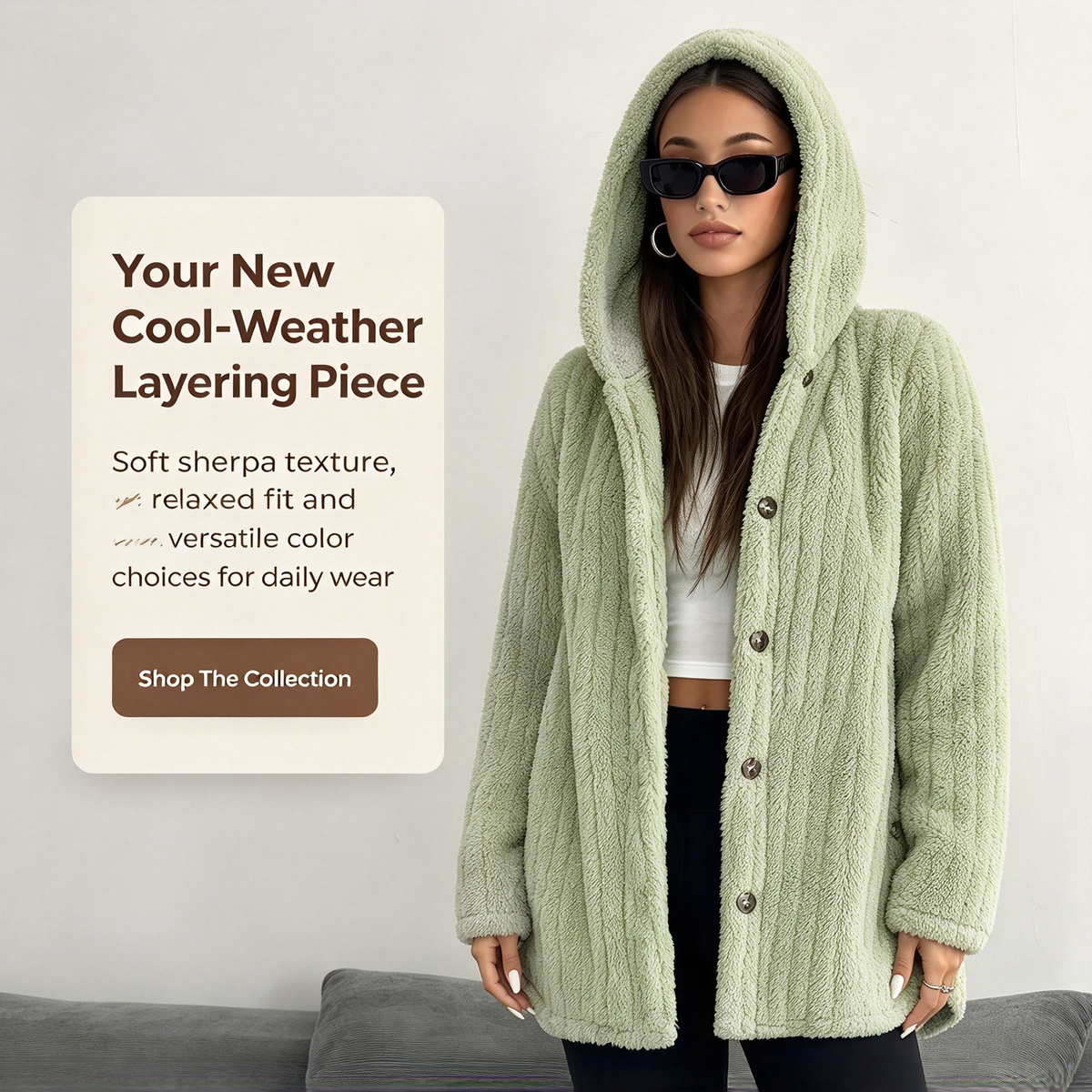 Women’s Lightweight Plush Hooded Jacket, Warm Mid-Length Teddy Bear Cardigan 🧥