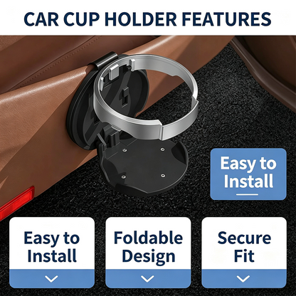 Universal Foldable Car Cup Holder with Hook, Space-Saving Vehicle Drink Holder for Bottles 🚗