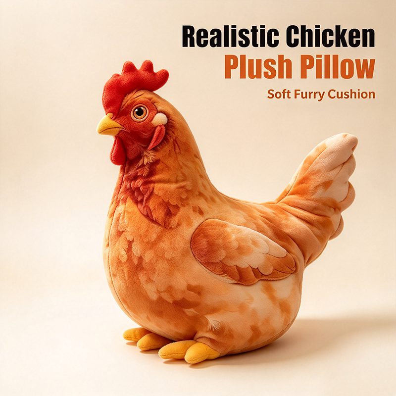 Chicken-Shaped Plush Pillow - Cute Hen Stuffed Animal, Realistic Look Home Decorative Cushion 🐔