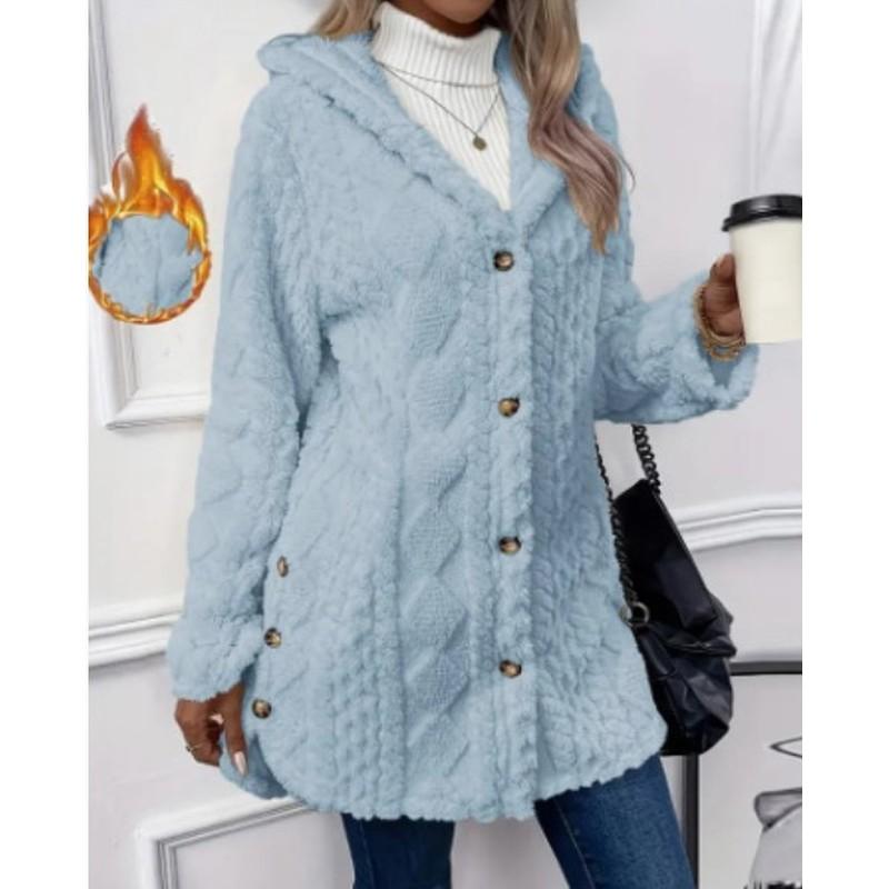 Women's Hooded Double-Sided Fleece Cardigan Long Sleeve Casual Warm Outerwear 🧥
