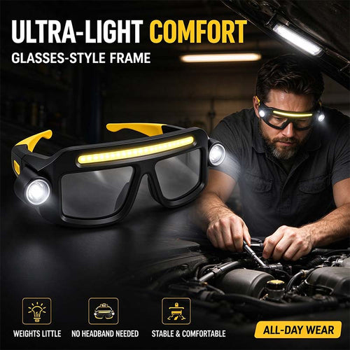 Rechargeable LED Headlamp Glasses - Hand-Wave Sense, Type-C USB Charging 🔦