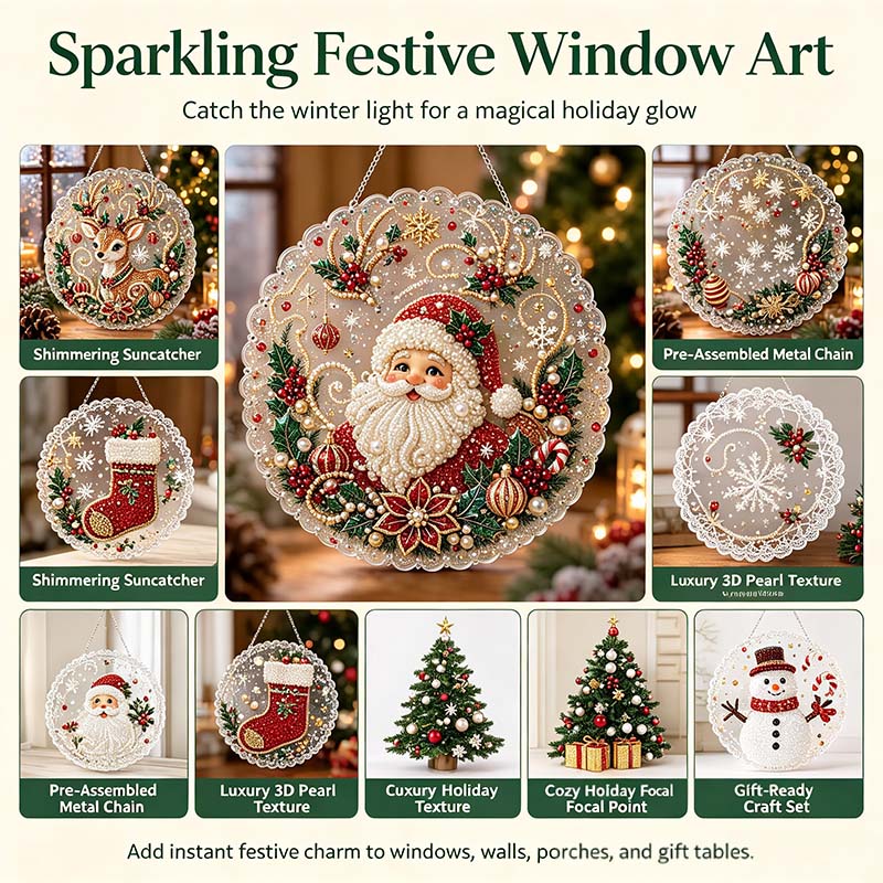 Christmas Pearl Diamond Painting Suncatcher Craft Kit (8in), DIY Crafting Set🎄