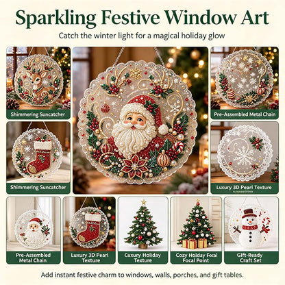 Christmas Pearl Diamond Painting Suncatcher Craft Kit (8in), DIY Crafting Set🎄