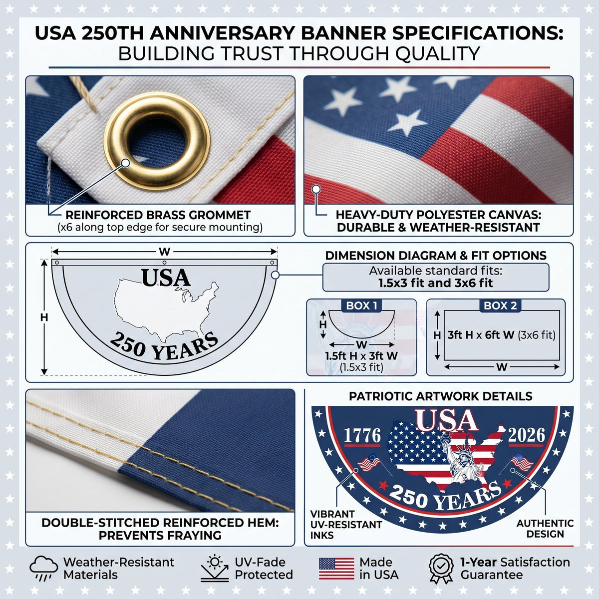USA 250 Years Celebration Hanging Flag🎊