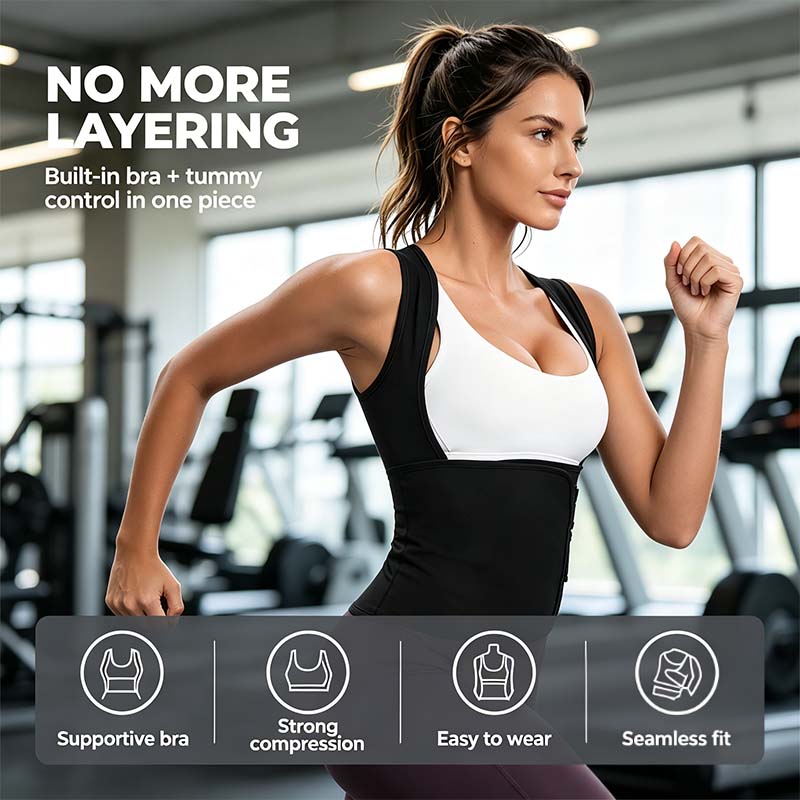 Women's Zip-Up Compression Shapewear Vest - Athletic Active Tops 🏋️‍♀️