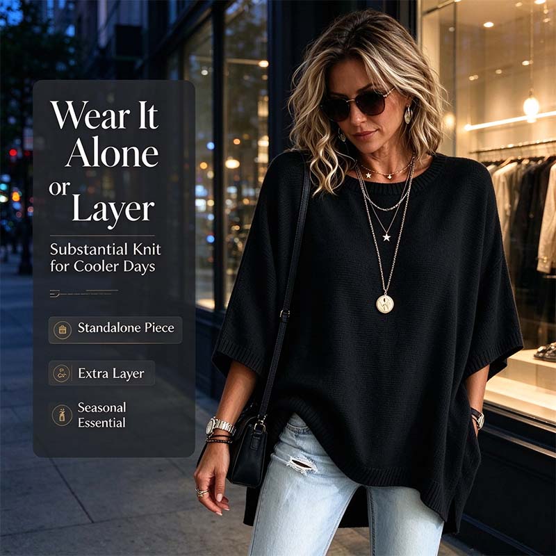 Loose-Fitting, Solid-Color, Casual Knit Sweater for Women, Perfect as An Outer Layer 👚