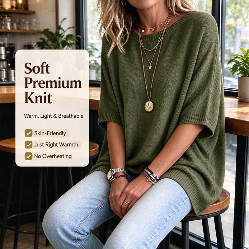 Loose-Fitting, Solid-Color, Casual Knit Sweater for Women, Perfect as An Outer Layer 👚