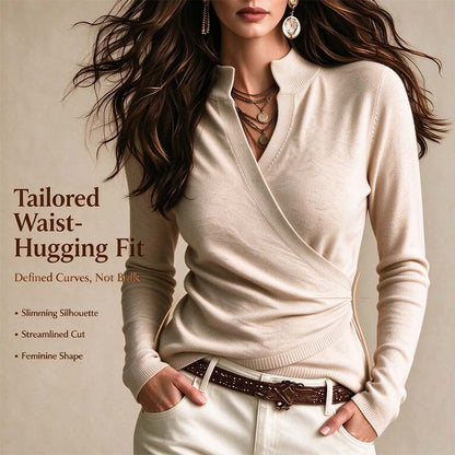Early Autumn Fake Neck Cross Wrap Sweater for Women 👠