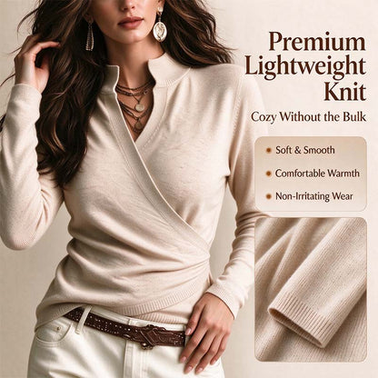 Early Autumn Fake Neck Cross Wrap Sweater for Women 👠