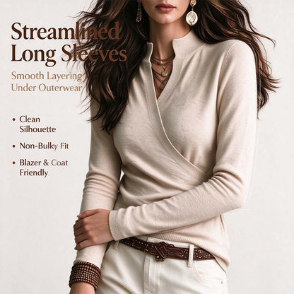 Early Autumn Fake Neck Cross Wrap Sweater for Women 👠