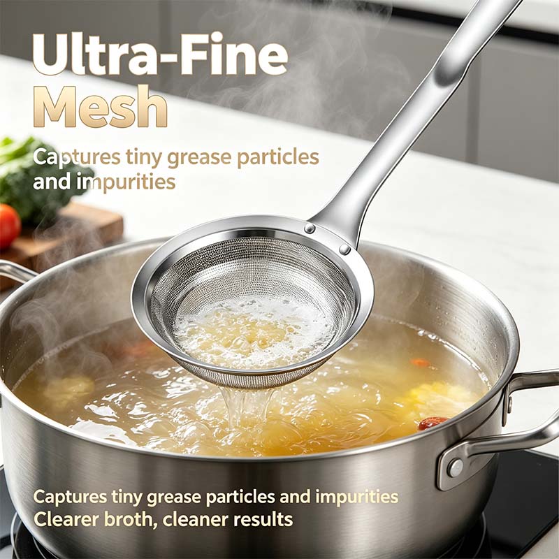 2-Piece Stainless Steel Fine Mesh Skimmer Spoons, Multi-Size Hot Pot Fat Skimmers 🍲