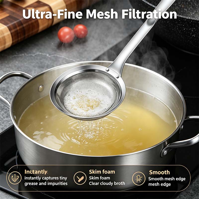 2-Piece Stainless Steel Fine Mesh Skimmer Spoons, Multi-Size Hot Pot Fat Skimmers 🍲