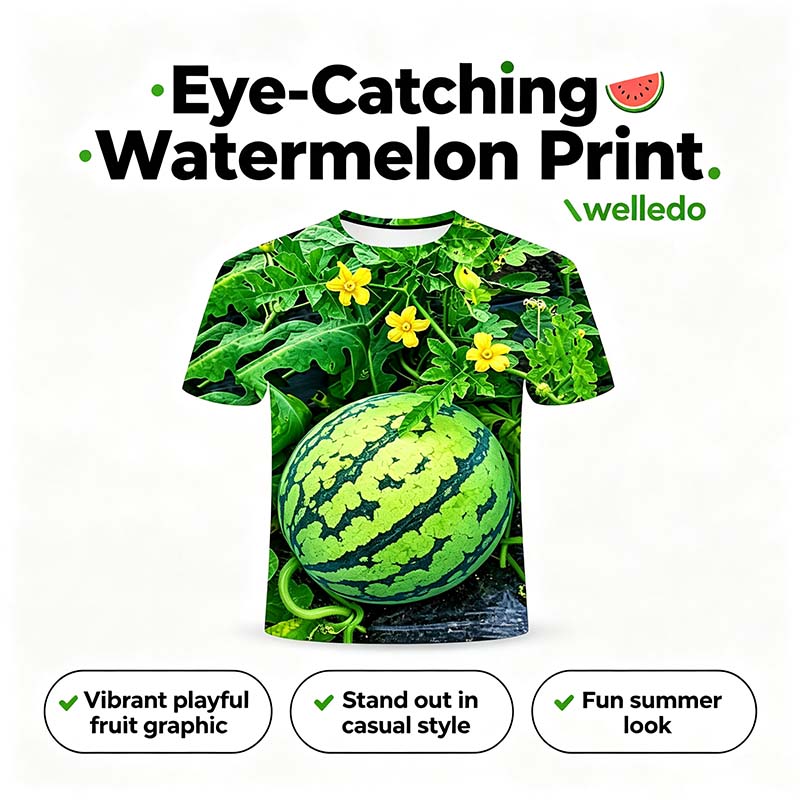 Funny Men's Watermelon Graphic T-Shirt, Fruit Print Summer Tee🍉