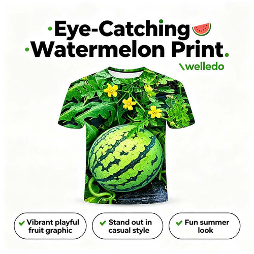 Funny Men's Watermelon Graphic T-Shirt, Fruit Print Summer Tee🍉